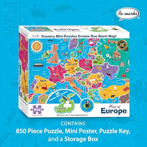 Re-marks Map of Europe Deluxe Jigsaw Puzzle with Whimsy Pieces - All Ages - Image 2
