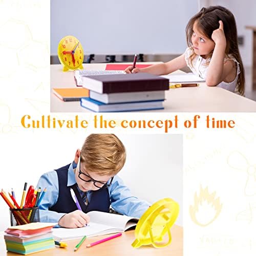 Henoyso 48 Pcs Teaching Clock for Kids 4'' Clocks Classroom Set, Yellow - Image 5
