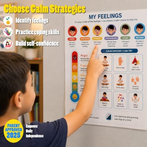Visual Support Bundle for Kids – Step-by-Step Laminated Charts for Emotional Regulation, Communication, Social Emotional Learning, Autism, ADHD, Home & Classroom, 9 x 12 Inch - Image 5