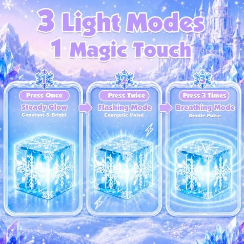200 PCS Light Up Magnetic Blocks, Transparent Magnetic Building Block for Blue Snow Princess Castle, Frozen Magnet Cubes STEM Toys for Girls Age 3 4 5 6 7 8 9 10 11 12 13 Birthdays Gift for Kids - Image 2