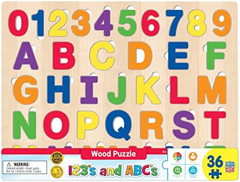 MasterPieces 44 Piece Jigsaw Puzzle for Kids - ABC 123 36pc Wood Puzzle - 16.5"x11.8" by MasterPieces
