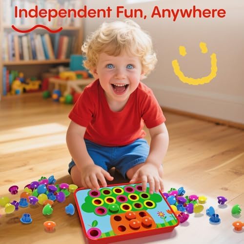 AMOSTING Button Art Toy, Color Matching Pegboard for Kids Ages 3+ - Image 5