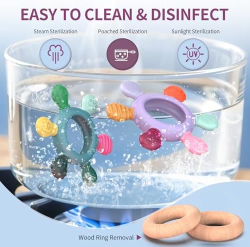 akolik Baby Teething Toys,Teething Relief Teethers Toy for Babies 0-3-6-9-12 Months Old Boys Girls BPA Free Baby Chew Toys Infant Toys Newborn Accessories (Blue B) - Image 5