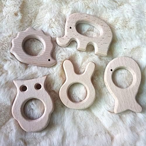 10pcs Natural Wooden Elephant Montessori Toy Pendant Pure Natural Beech Wood Animal Shape for Handmade Arts and Crafts (Elephant 10pcs) - Image 5