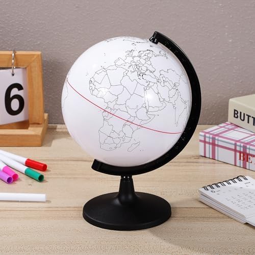 Alipis Diy Blank Globe Coloring Model, Erasable Interactive Globe for Kids, Desktop Prop for Geography Learning And Decoration, Portable Unpainted Ornament, 5. 57 Inch - Image 2