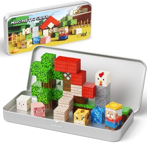 Mini Magnetic Travel Building Blocks: 35 PCS Farm Animals STEM Toys by hunloot