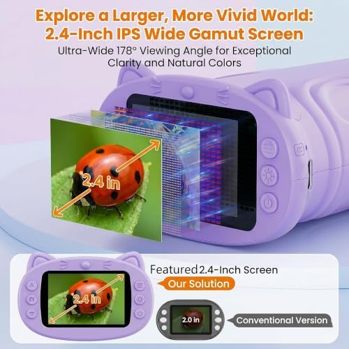 Kids Microscope, 1000X Handheld Digital Pocket Microscope with 2.4" IPS Screen & 8 LEDs, Rechargeable STEM Educational Science Toy for Outdoor Exploration, Gift for Boys Girls Age 4-12, Violet - Image 4