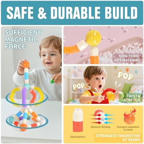 58PCS Extendable Magnetic Building Sticks STEM Montessori Toy Set Ages 3-7 - Image 3