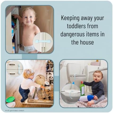 Bates- Child Safety Strap Locks, 6 Pack, Pastel Blue, Baby Cabinet Locks - Image 6