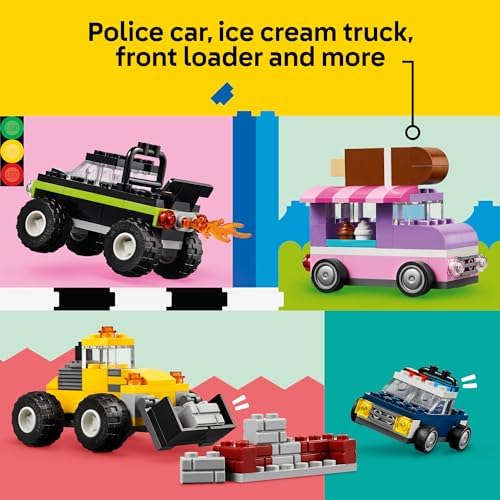 LEGO Classic Creative Vehicles, Colorful Construction Brick Building Kit with Ice Cream Truck, Police Car Toy, Model City Cars and More, Gift or Car Toy for Boys, Girls and Kids Ages 5 and Up, 11036 - Image 6
