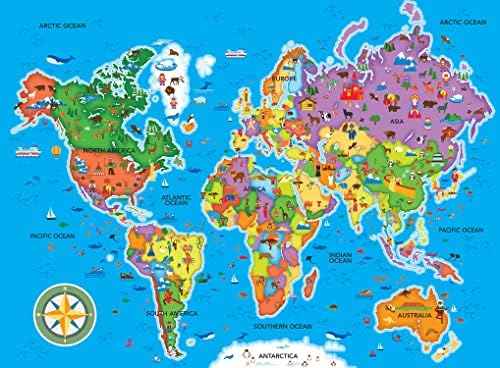 MasterPieces 60 Piece Educational Jigsaw Puzzle for Kids - World Map - 16.5"x12.75" - Image 2
