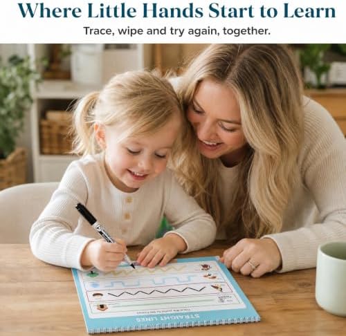 Fun Preschool Workbooks for Kids Age 3-5 - Reusable Dry Erase Tracing Books - Image 5