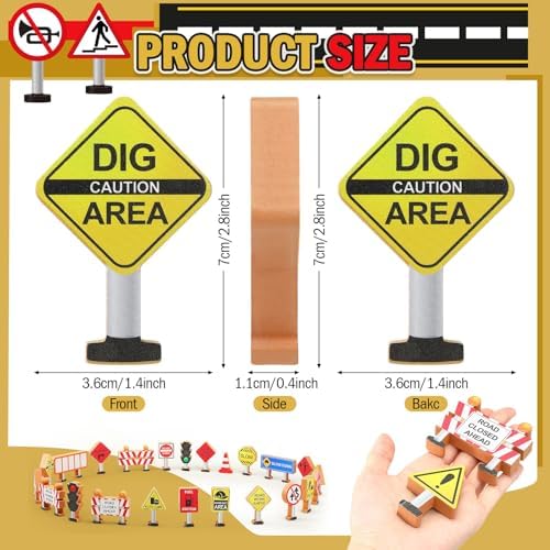 Blosssound 26 Pcs Wooden Toys for Preschool Classroom Construction Signals - Image 2