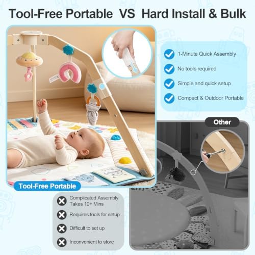 Baby Play Gym Mat with Multiple Sensory Developmental Zones for 0-18 Months Babies - Image 6