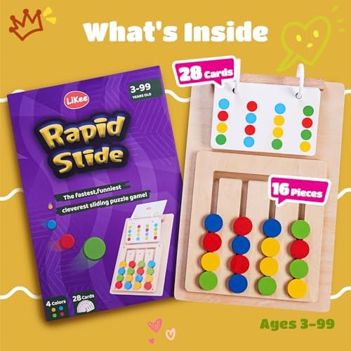LiKee Slide Puzzle Color Sorting Matching Toys, Airplane Car Travel Busy Board for Toddler No-Lose-Parts and Portable, Montessori Wooden Educational Toys Board Games for Kids Boys Girls 3+ Years Old - Image 2
