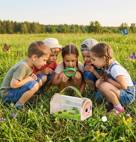 Bug Catcher for Kids Bug Catching Kit,Critter Habitat Box Insect Collecting,Includes Carrying Handle and Easy-Access Door,with Bug Tong,Tweezer & Magnifying Glass,Gift for Boys and Girls - Image 5