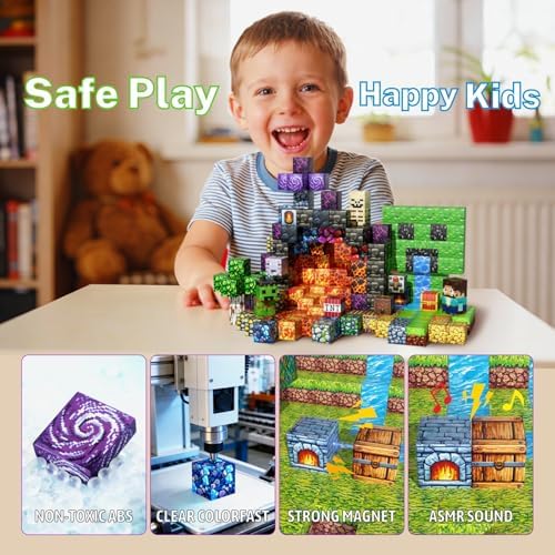 200PCS Magnetic Building Blocks,Learning Sensory Toys for Kids Ages 4-12,STEM Toys Educational Magnet Cubes, Birthday Gifts for Boys & Girls - Image 2