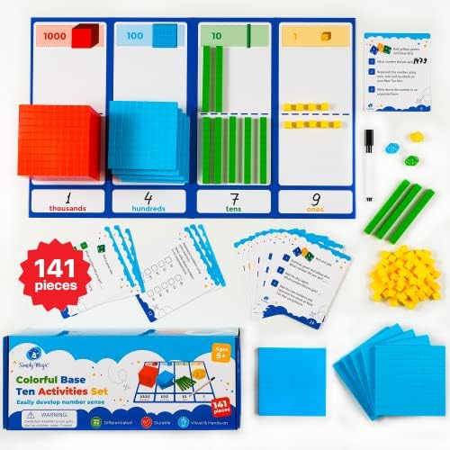 Simply magic 141 PCS Base Ten Blocks for Math - Place Value Number Cubes by SimplyMagic