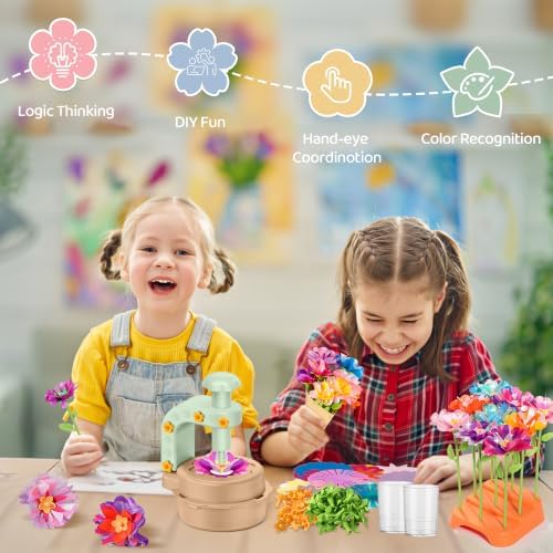 Fabric Flower Bouquets Toys,DIY Craft Kits for Kids,Arts and Crafts Toy for 3+ Year Old Girls,Flowers Market Toy,Build Your Flower Bouquet,Educational Preschool Learning Toys for Birthday,Christmas - Image 4
