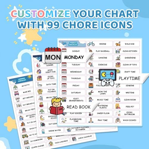 2 in 1 Upgraded Slider Morning/Bedtime Routine Chart for Kids Toddlers - Magnetic Kids Chore Chart for 2 Kids, Dry Erase Chore Chart for Kids, Visual Schedule for Kids with Cute Chore Stickers - Image 4