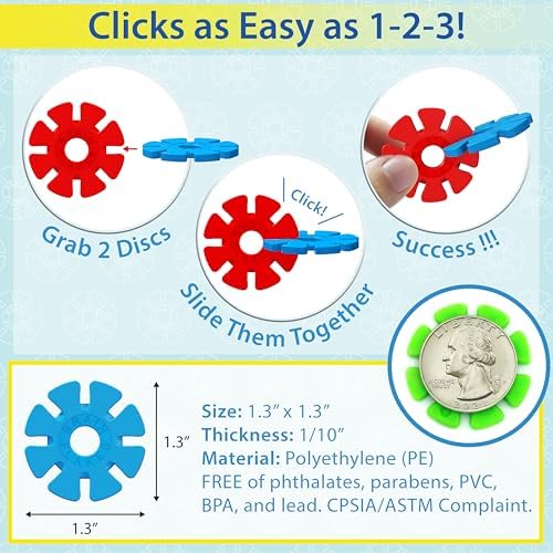 Brain Flakes 500 Piece Set, Ages 3+, Interlocking Plastic Disc Toy for Creative Building, Educational STEM Learning, Construction Block Play for Kids, Teens, Adults, Boys, and Girls - Image 6