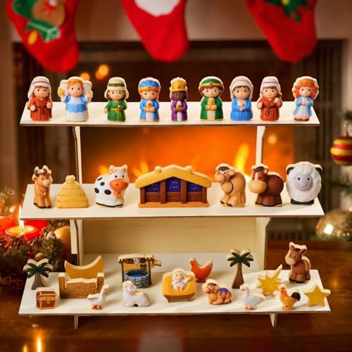 Kathfly 36 Pcs Wooden Community Helpers Nativity Scene, Career Figures Toy by Kathfly