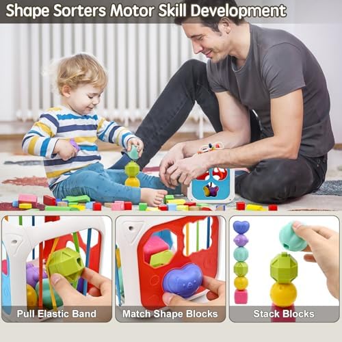 AiTuiTui Multifunction Baby Sensory Montessori Activity Cube Toys, Shape Sorter Early Learning Educational Interactive Toys for Infant Toddlers Boy Girl, Birthday Gifts Easter Basket Stuffers - Image 3
