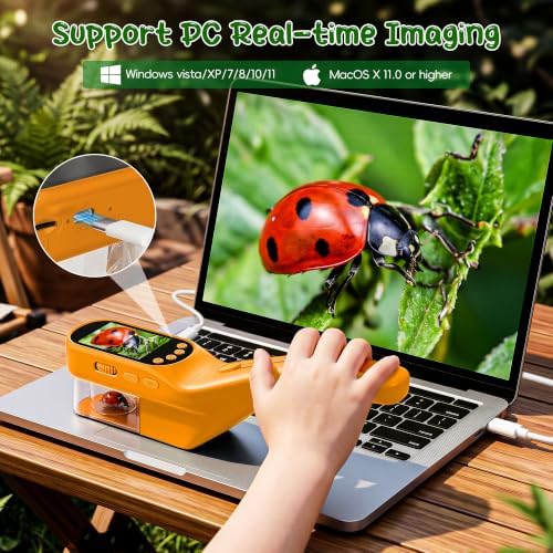 CIMELR Bug Catcher for Kids with 2.4" Screen, 500X Digital Microscope, 1080P Photo/Video, 1000mAh Battery, 8 LED, PC Real-Time Imaging, STEM Nature Toy & Gift for Boys Girls Ages 3-12 - Image 3