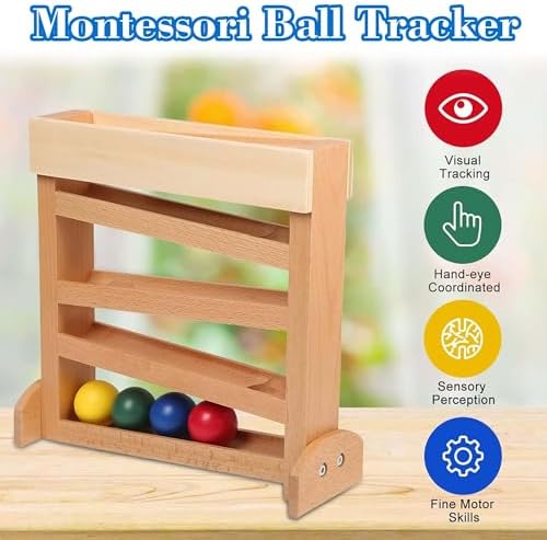 Hidoggy Montessori Ball Tracker Wooden Ball Drop Toy Cause & Effect Game Montessori Wooden Toy for Toddlers 1 2 3 Year Old Baby Boy Girl Birthday Gift - Image 2