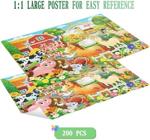 100 Piece Puzzles for Kids Ages 4-6 – Floor Kids Puzzles Ages 6-8 Year Old – Toy for Learning Farm Animals for 8-10 yo – Jigsaw Toddler Game for Boy and Girl Ages 3-5 - Image 3