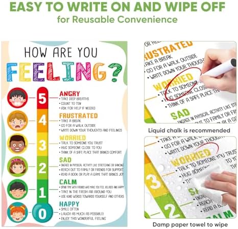 FaCraft Feelings Chart Poster for Kids Toddlers 11.2"x16.5" Laminated Boho - Image 6