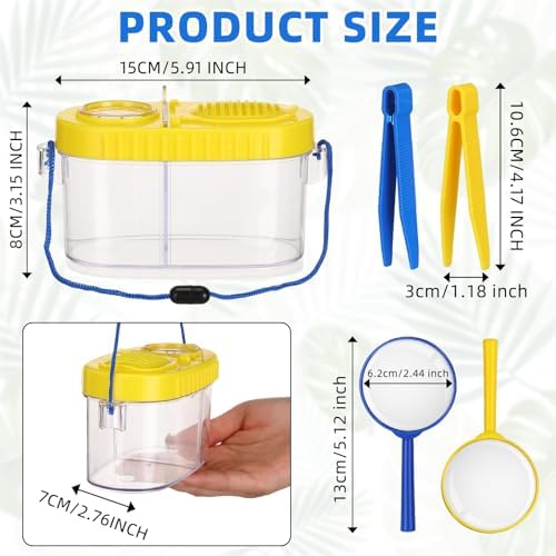 Halloscume 4 Sets Bug Collection Kit for Kids, Explorer Outdoor Kit with Bug Containers for Insects, Magnifying Glass, Tweezers, Nature Exploration Gift Toy for Girls Boys(2 Colors) - Image 2