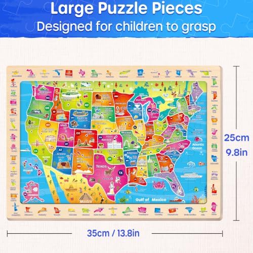 SYNARRY Large USA World Solar System Wooden Puzzles for Kids Ages 4-6 - Image 6