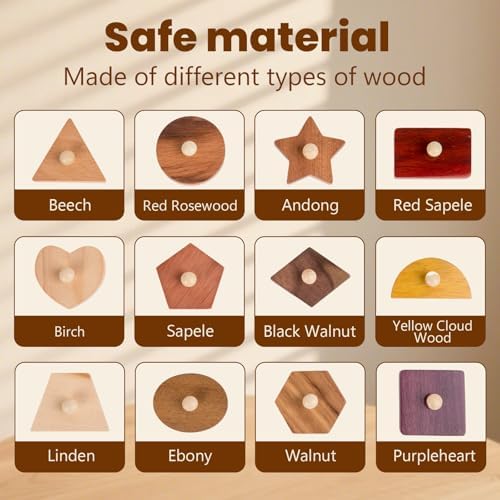 Adena Montessori 12-Piece Shape Peg Puzzle, 1-2y - Image 4