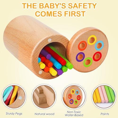 Montessori Toys for 1-3 Year Old, Travel Toys for Toddlers Wooden Color Sorting Stacking Toy for 18+ Month Old Boys Girls Learning Gift for 2-4 Year Old Kids Christmas Birthday Stocking Stuffers - Image 5