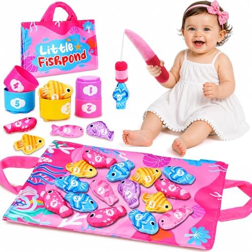 Montessori Toys for 1 Year Old Girl Gifts: Fishing Game with Stacking Cups by Arovan