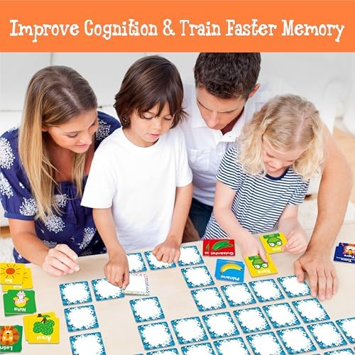 Hebayy Spanish Memory Matching Game, 72 PCS First Words Matching Cards for Toddlers, 36 Pairs Memory Cards Educational Toys Preschool Spanish Learning Activities for 4 5 6 Years Old - Image 6