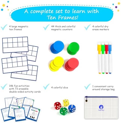 130 PCS Jumbo Magnetic Ten Frame Set - Ten Frames Class Set - Math Counters - Image 4