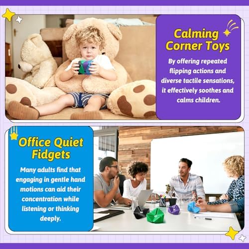 4PCS Sensory Flip Cube Fidget Toys, Quiet Fidget Toy for Kids & Adults - Image 6