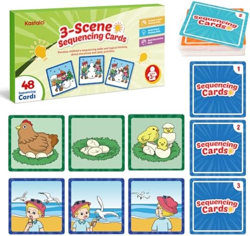 Kasfalci Sequencing Cards, Sequence Game for Kids, Speech Therapy Materials for Autism, Improve Storytelling,Social Skills, Sentence Building, Preschool Learning Activities for Classroom & Homeschool by Kasfalci