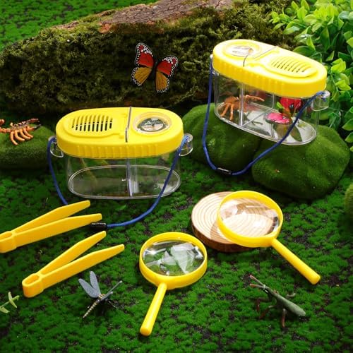6 Pack Bug Catcher Kit for Kids Bulk Insect Habitat Viewer with Magnifying Glass Vents Portable Bug Collection Cage with Lanyard Nature Outdoor Explorer Set for Boys Girls Birthday Gift(Yellow) - Image 4