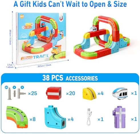 Magnetic Train Set for Kids, 3D Electric Train Set, Modular DIY Building Track Toy with Vertical Climb & Upside Down Action, STEM Educational Toy Gift for Boys Girls Ages 3+ - Image 7