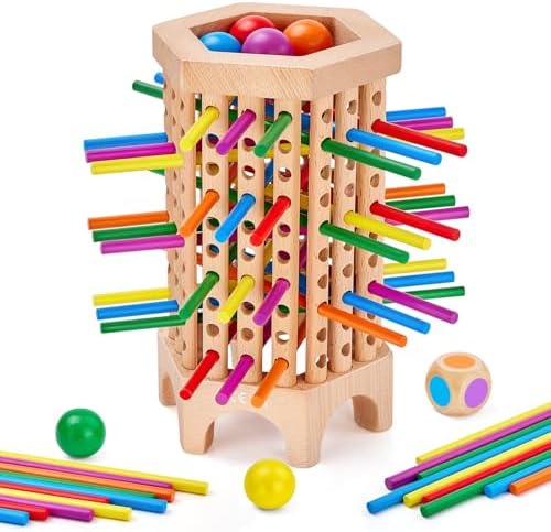 Montessori Game Wooden Board Game, 36 Colorful Wooden Sticks Dice Game by Unknown