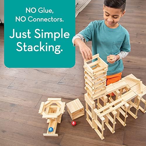 MindWare KEVA Contraptions, Wooden Blocks Building Set, Marble Run Kit, Includes 2 Balls - 200 Planks - Image 2