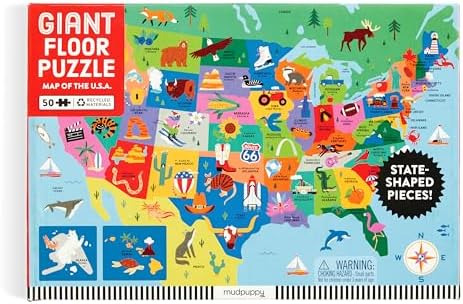 Mudpuppy - Map of the U.S.A. 50 Piece Giant Floor Puzzle for Kids - Image 5