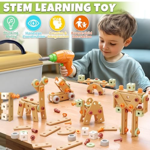 YongnKids 158 Pcs Kids Tool Set with Drill for Boys Girls Age 3-8 - Image 2