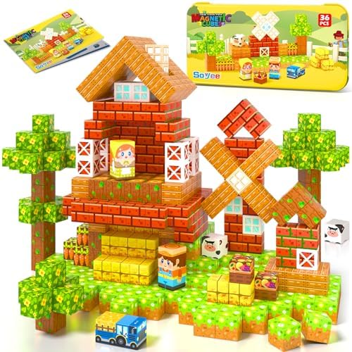 Magnetic Blocks Travel Toddler Toys Magnet Building Tiles STEM Sensory Toys by Soyee