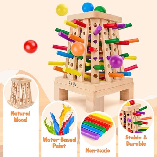 Montessori Board Game for Kids 4-6, Pyramid Wooden Sticks Dice Game - Image 4