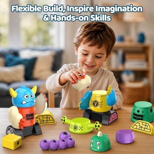 Magnetic Robot Building Toy, STEM Magnet Monster Toys Set for Kids Age 3-5 - Image 5