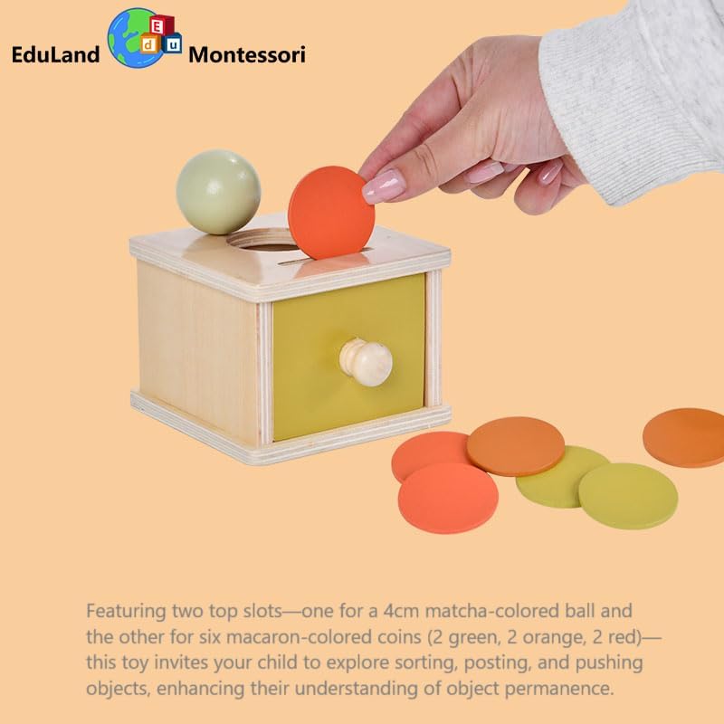 Practical Life Piggy Bank Math Coin & Ball Dropping/Posting Push/Pull Toy Sorting Game Box Pincer Grasp Toy Infant/Toddler/Primary Classrrom Educational Object Permanence 3-6 Years - Image 2
